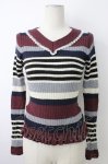 画像1: axes femme POETIQUE / ボーダーVネックニット  マルチカラー T-26-01-18-006-AX-TO-SA-ZT560 (1)