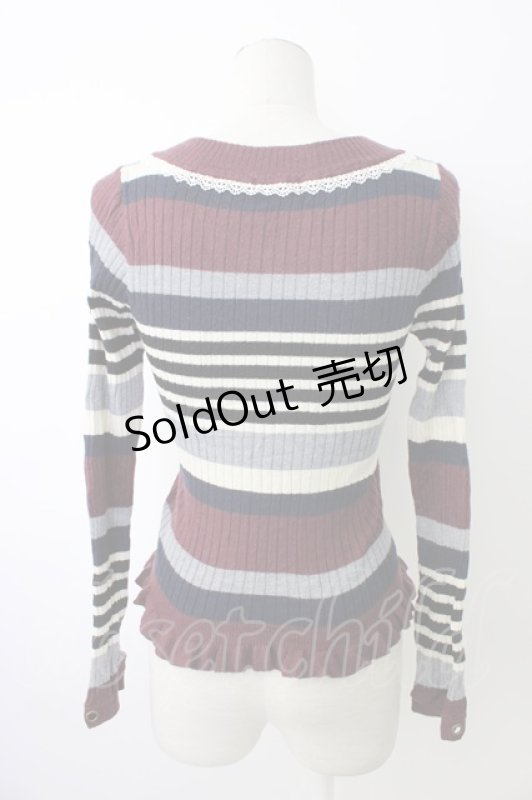 画像2: axes femme POETIQUE / ボーダーVネックニット  マルチカラー T-26-01-18-006-AX-TO-SA-ZT560 (2)