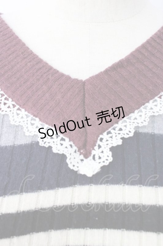 画像3: axes femme POETIQUE / ボーダーVネックニット  マルチカラー T-26-01-18-006-AX-TO-SA-ZT560 (3)