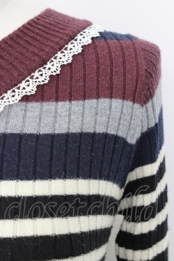 画像4: axes femme POETIQUE / ボーダーVネックニット  マルチカラー T-26-01-18-006-AX-TO-SA-ZT