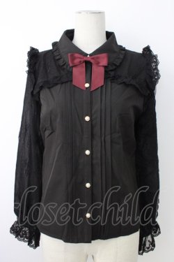 画像1: axes femme POETIQUE / レースデザインガーリーブラウス M クロ T-26-01-18-008-AX-BL-SA-ZT