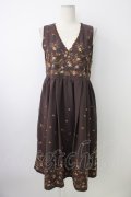 axes femme / 刺繍入りワンピース  ブラウン T-26-01-18-012-AX-OP-SA-ZT