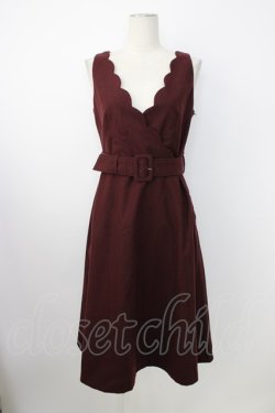 画像1: an another angelus / ベルト付きスカラップジャンスカ  ボルドー T-26-01-18-014-CA-OP-SA-ZT