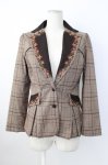 画像1: axes femme NOSTALGIE / 刺繍入りグレンチェックジャケット M ブラウン T-26-01-18-017-AX-JA-SA-ZT569 (1)