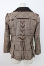 画像2: axes femme NOSTALGIE / 刺繍入りグレンチェックジャケット M ブラウン T-26-01-18-017-AX-JA-SA-ZT569 (2)