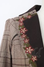 画像4: axes femme NOSTALGIE / 刺繍入りグレンチェックジャケット M ブラウン T-26-01-18-017-AX-JA-SA-ZT569 (4)
