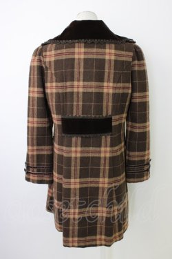 画像2: axes femme / 別珍襟チェックコート M ブラウン T-26-01-18-018-AX-CO-SA-ZT