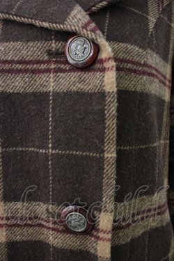 画像4: axes femme / 別珍襟チェックコート M ブラウン T-26-01-18-018-AX-CO-SA-ZT