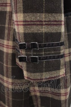 画像5: axes femme / 別珍襟チェックコート M ブラウン T-26-01-18-018-AX-CO-SA-ZT