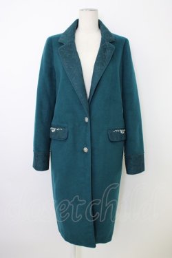 画像1: axes femme / レース襟チェスターコート  グリーン T-26-01-18-021-AX-CO-SA-ZT