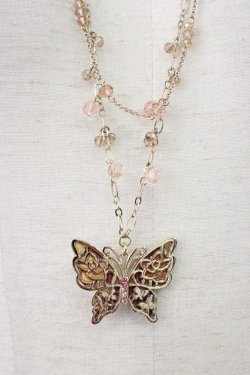 画像2: axes femme / ステンドエポ蝶ネックレス  アワピンク T-26-01-21-033-AX-AC-SA-ZT