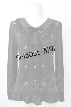 画像1: axes femme / 音符刺繍ブラウス  ブラック T-26-01-21-007-AX-BL-SA-ZT