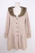 axes femme / ファー襟付きロングカーディガン M ベージュ T-26-01-21-010-AX-TO-SA-ZT