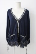 axes femme / サイドポケット裾シフォンカーディガン  ネイビーＸ白 T-26-01-21-011-AX-TO-SA-ZT