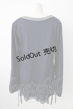 画像2: axes femme / サイドポケット裾シフォンカーディガン  ネイビーＸ白 T-26-01-21-011-AX-TO-SA-ZT551