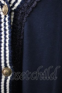 画像3: axes femme / サイドポケット裾シフォンカーディガン  ネイビーＸ白 T-26-01-21-011-AX-TO-SA-ZT