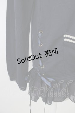 画像4: axes femme / サイドポケット裾シフォンカーディガン  ネイビーＸ白 T-26-01-21-011-AX-TO-SA-ZT551