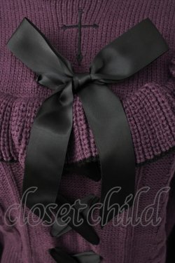 画像3: DearMyLove / ハートくり抜きレースアップニット M パープルＸ黒 T-26-01-21-012-EL-TO-SA-ZT