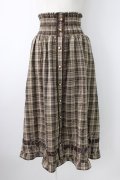 axes femme / チェック柄2wayロングスカート  ブラウン T-26-01-21-017-AX-SK-SA-ZT
