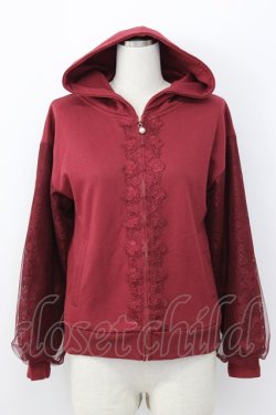 画像1: axes femme / レース切替パーカー M ワイン T-26-01-25-001-AX-TO-SA-ZT