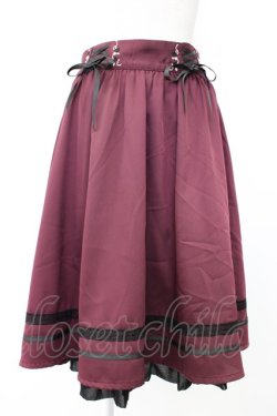 画像1: axes femme / レースアップフレアスカート  ワイン T-26-01-25-004-AX-SK-SA-ZT