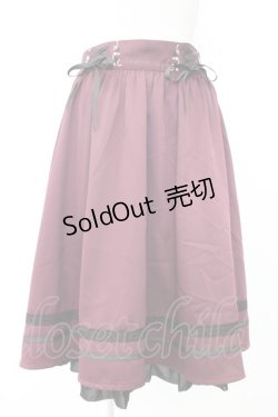 画像1: axes femme / レースアップフレアスカート  ワイン T-26-01-25-004-AX-SK-SA-ZT559
