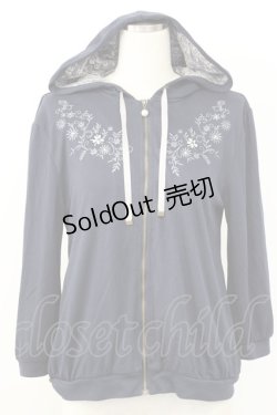 画像1: axes femme / パールフラワー刺繍パーカー M ネイビー T-26-01-25-002-AX-TO-SA-ZT