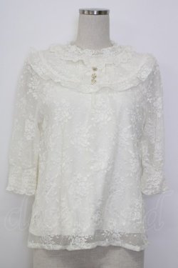 画像1: axes femme / アンティーク風レーストップス  ホワイト T-26-01-26-001-AX-TO-SA-ZT