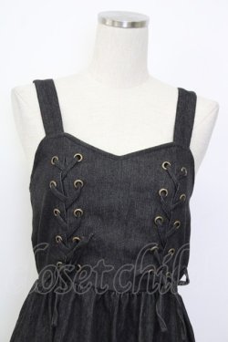 画像3: axes femme kawaii / レースアップティアードワンピース  黒デニム T-26-01-26-022-AX-OP-SA-ZT