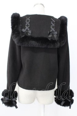 画像2: MA*RS / サイド編み下げ&ファースクエア衿ショートコート  黒 T-26-01-26-025-EL-CO-SA-ZT