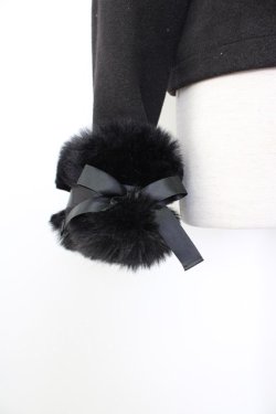 画像4: MA*RS / サイド編み下げ&ファースクエア衿ショートコート  黒 T-26-01-26-025-EL-CO-SA-ZT