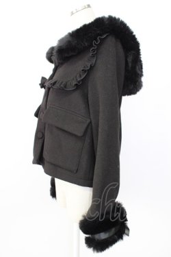 画像5: MA*RS / サイド編み下げ&ファースクエア衿ショートコート  黒 T-26-01-26-025-EL-CO-SA-ZT