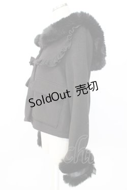 画像5: MA*RS / サイド編み下げ&ファースクエア衿ショートコート  黒 T-26-01-26-025-EL-CO-SA-ZT-C012