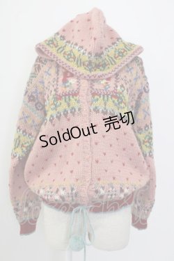 画像2: PINK HOUSE / PHデザイン裾ポンポンフードニットカーディガン  ピンク T-26-01-26-026-LO-TO-SA-ZT