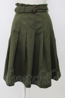 画像1: F&A / ベルト付きプリーツスカート  グリーン T-26-01-26-033-LO-SK-SA-ZT