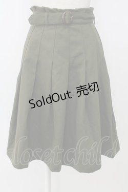 画像1: F&A / ベルト付きプリーツスカート  グリーン T-26-01-26-033-LO-SK-SA-ZT