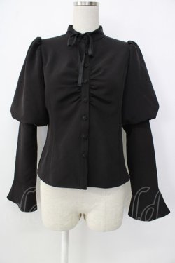 画像1: EATME / マトンスリーブブラウス  黒 T-26-01-26-009-LO-BL-SA-ZT