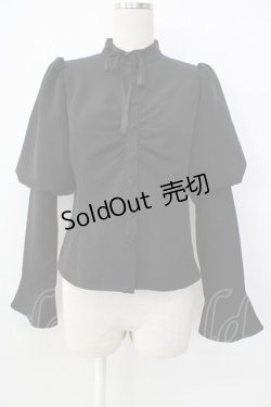 画像1: EATME / マトンスリーブブラウス  黒 T-26-01-26-009-LO-BL-SA-ZT