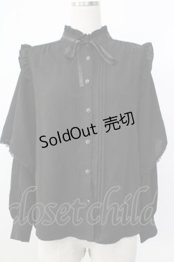 画像1: axes femme / レイヤードフレア袖ブラウス  黒 T-26-01-26-010-AX-BL-SA-ZT