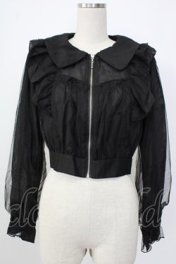 画像1: axes femme POETIQUE / シアー×チュールブルゾン M ブラック T-26-01-26-013-AX-TO-SA-ZT561