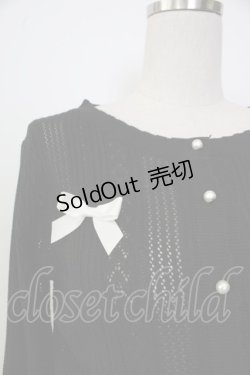 画像5: axes femme POETIQUE / リボン付透かし編みニットカーディガン  黒Ｘ白 T-26-01-26-014-AX-TO-SA-ZT