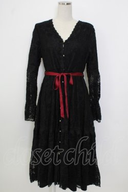 画像1: axes femme / 花柄総レースガウンワンピース M ブラック T-26-01-26-021-AX-OP-SA-ZT