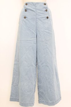 画像1: axes femme / サス付ダブルボタンデニムパンツ M ライトブルー T-26-01-27-004-AX-PA-SA-ZT