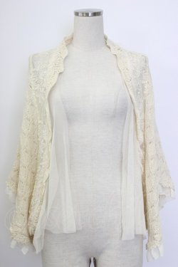 画像1: axes femme / チュール重ね透かし編みボレロ M アイボリー T-26-01-27-002-AX-TO-SA-ZT