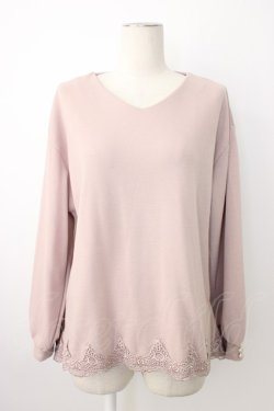 画像1: axes femme / 裾レーストップス  ピンク T-26-01-28-001-AX-TO-SA-ZT