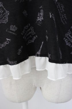 画像4: axes femme / 総パリ柄ボータイプルオーバー  黒Ｘ白 T-26-01-28-003-AX-TO-SA-ZT