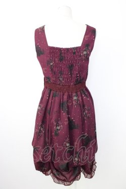 画像2: axes femme / 裾2WAYメルヘン柄ワンピース  ボルドー T-26-01-28-006-AX-OP-SA-ZT