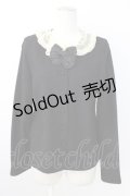 PINK HOUSE / ドットチュール襟カーディガン L ブラック T-26-01-28-009-LO-TO-SA-ZT