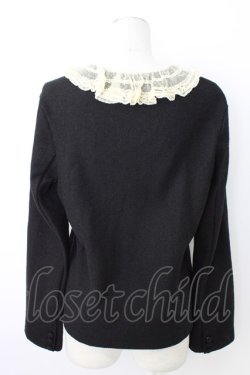画像2: PINK HOUSE / ドットチュール襟カーディガン L ブラック T-26-01-28-009-LO-TO-SA-ZT