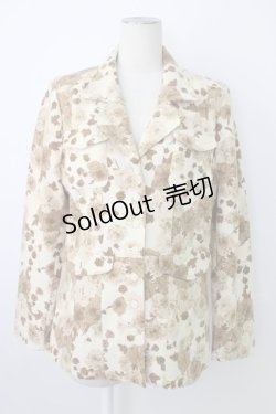 画像1: PINK HOUSE / モノトーン花柄ジャケット L ベージュ T-26-01-28-011-LO-JA-SA-ZT